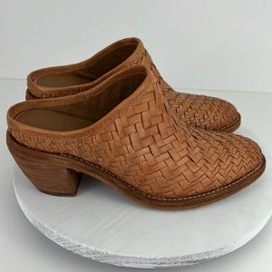 Frye Womens Rosalia Woven Leather Mule Slip On Block Heel Size 10